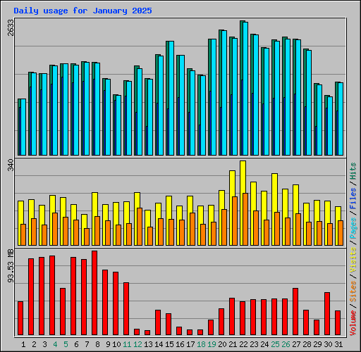 Daily usage for January 2025