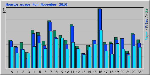 Hourly usage for November 2016