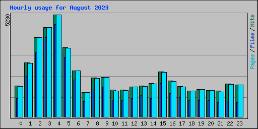Hourly usage for August 2023